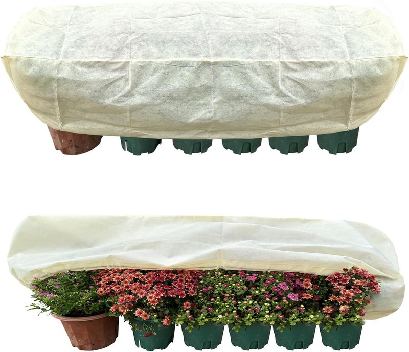 DINGBAI Plant Cover Freeze Protection, 39.3"x17.7"x15.7" Winter Plant Covers, Plant Frost Cover, Tree Plant Freeze Protection Covers, Planter Plant Winter Frost Blanket with Zip Drawstring,2 Pack - Image 1